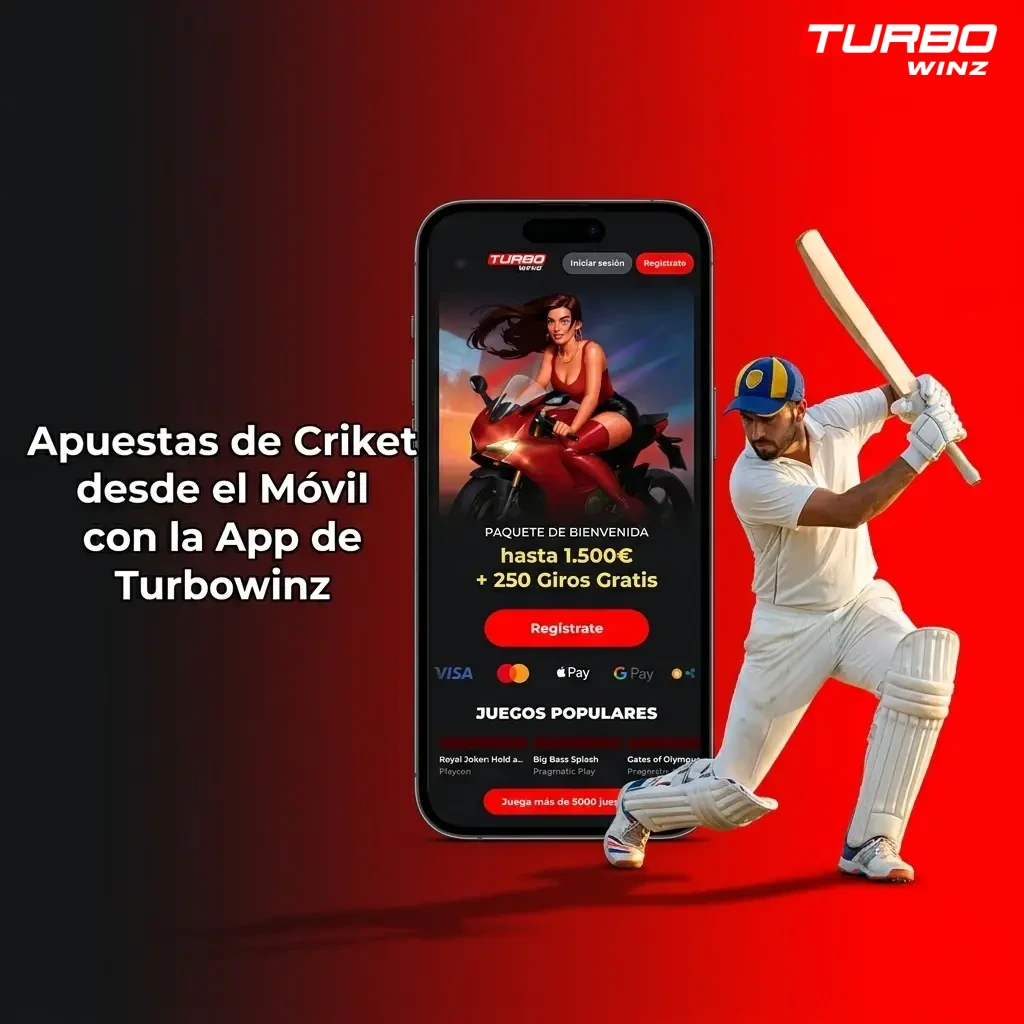 App móvil Turbowinz para apuestas de cricket en Android e iOS con cuotas en vivo y gestión de cuenta