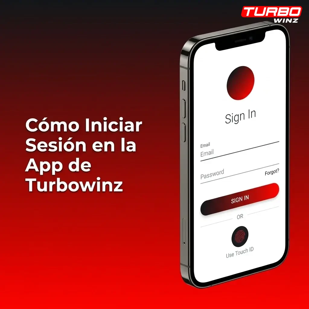 Pantalla de inicio de sesión de la app Turbowinz en iOS con campos de correo y contraseña