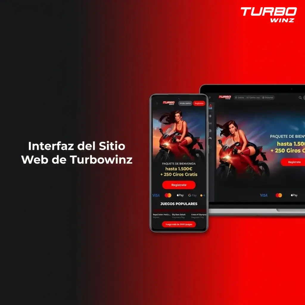 Interfaz web de Turbowinz con barra de navegación superior y acceso a Deportes, Casino, Ciberdeportes y Promociones