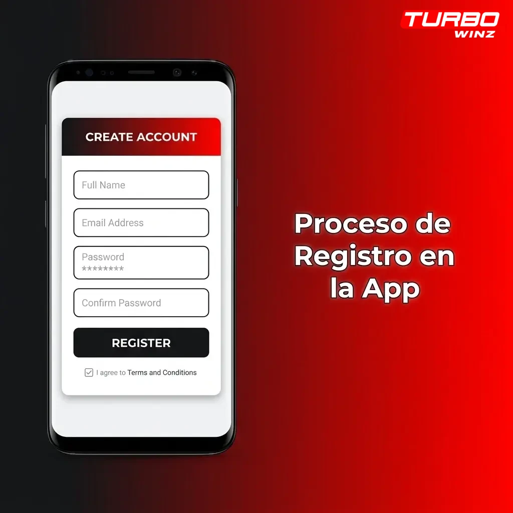 Pasos del proceso de registro en la app de Turbowinz para crear una cuenta nueva de forma rápida